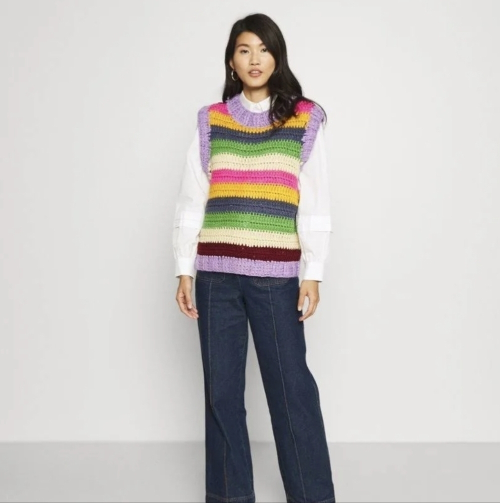 FARM Rio Striped Knit Vest Multi XS NWOT